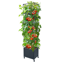 Load image into Gallery viewer, GREEN MOUNT 67.6" Raised Garden Bed Planter Box with Trellis for Climbing Vegetable w/Wheels
