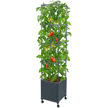 Load image into Gallery viewer, GREEN MOUNT 56.7" Raised Garden Bed Planter Box with Trellis for Climbing Vegetable w/Wheels