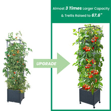 Load image into Gallery viewer, GREEN MOUNT 67.6" Raised Garden Bed Planter Box with Trellis for Climbing Vegetable w/Wheels