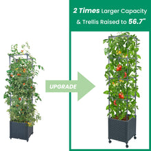 Load image into Gallery viewer, GREEN MOUNT 56.7" Raised Garden Bed Planter Box with Trellis for Climbing Vegetable w/Wheels