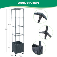 Load image into Gallery viewer, GREEN MOUNT 56.7" Raised Garden Bed Planter Box with Trellis for Climbing Vegetable w/Wheels