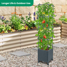 Load image into Gallery viewer, GREEN MOUNT 56.7" Raised Garden Bed Planter Box with Trellis for Climbing Vegetable w/Wheels