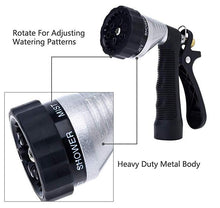 Load image into Gallery viewer, GREEN MOUNT Metal Garden Hose Nozzle with Adjustable Spray Patterns (Silver)

