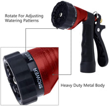 Load image into Gallery viewer, GREEN MOUNT Metal Garden Hose Nozzle with Adjustable Spray Patterns (Red)