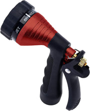 Load image into Gallery viewer, GREEN MOUNT Metal Garden Hose Nozzle with Adjustable Spray Patterns (Red)