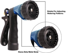 Load image into Gallery viewer, GREEN MOUNT Metal Garden Hose Nozzle with Adjustable Spray Patterns (Blue)