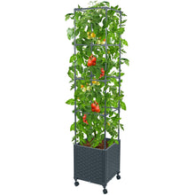 Load image into Gallery viewer, GREEN MOUNT 56.7&quot; Raised Garden Bed Planter Box with Trellis for Climbing Vegetable w/Wheels
